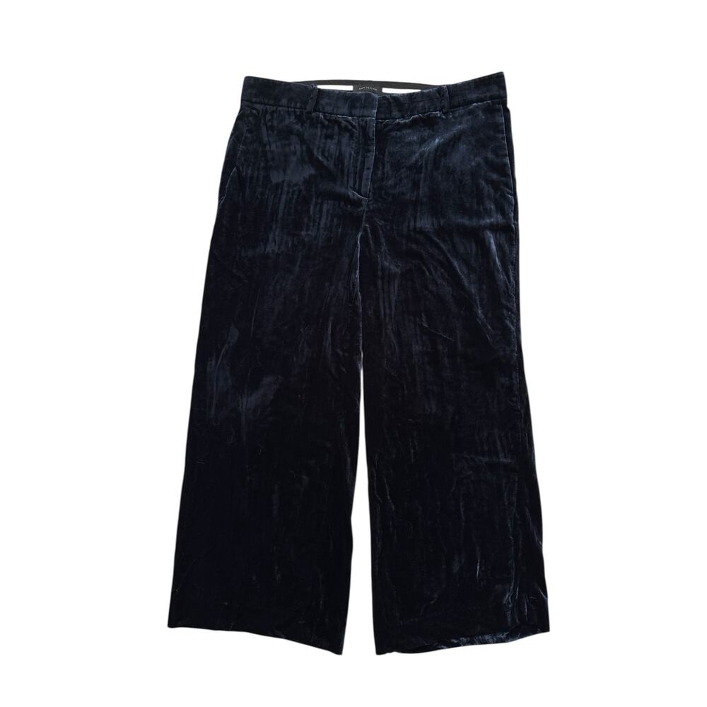ANN TAYLOR Velvet Smoking Pants In Atlantic Navy Size 12 Womens Wide Leg #447341 - Picture 2 of 8